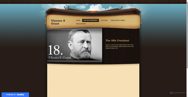 Security scan screenshot of https://thecivilwarulyssessgrant.weebly.com/the-18th-president.html