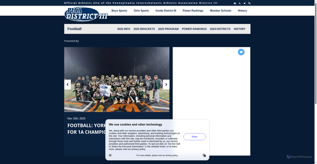 Security scan screenshot of https://piaad3.org/sports/football