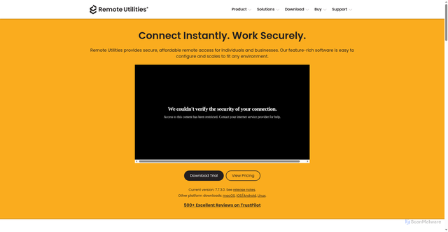 Security scan screenshot of https://rutils.com