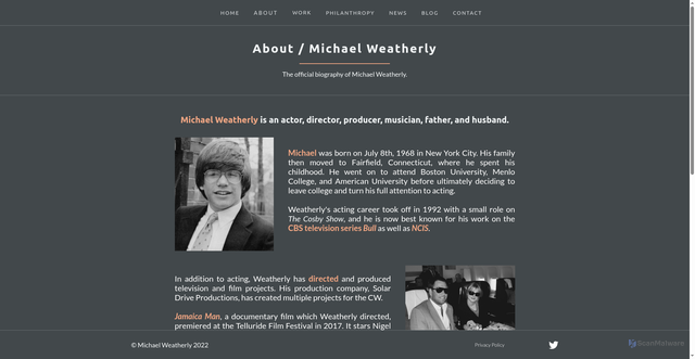Security scan screenshot of https://www.michaelweatherly.com/about