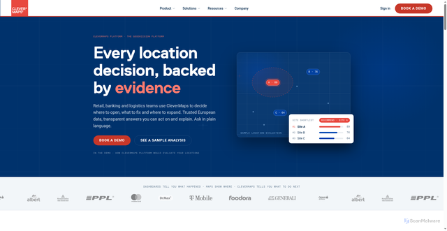 Security scan screenshot of https://clevermaps.io