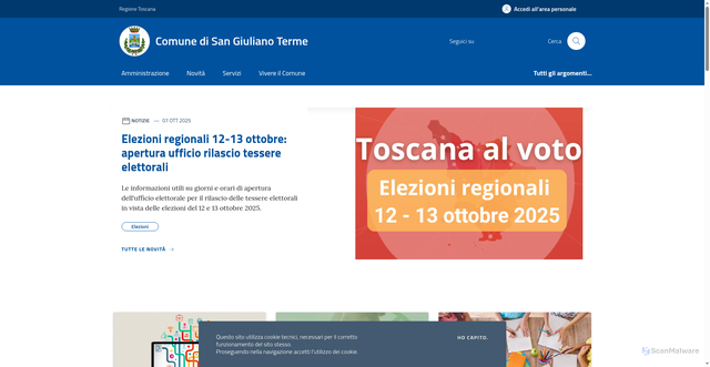 Security scan screenshot of https://www.comune.sangiulianoterme.pi.it/