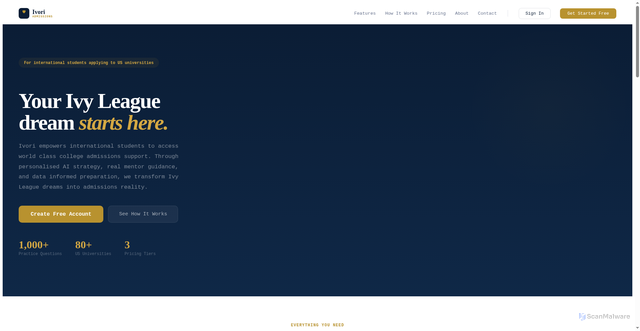 Security scan screenshot of http://ivoriadmissions.com/