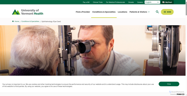 Security scan screenshot of https://www.uvmhealth.org/conditions-specialties/ophthalmology-eye-care