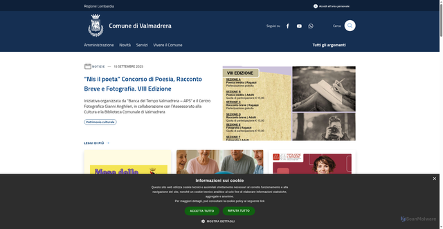 Security scan screenshot of https://www.comune.valmadrera.lc.it/it