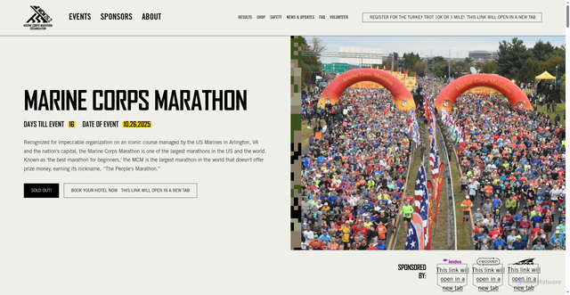 Security scan screenshot of https://www.marinemarathon.com/event/marine-corps-marathon/