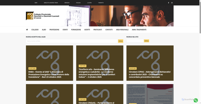 Security scan screenshot of https://www.collegiogeometrilecce.it/