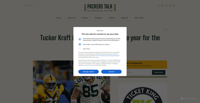 Security scan screenshot of https://packerstalk.com/2025/10/28/tucker-kraft-is-having-another-huge-year-for-the-packers/