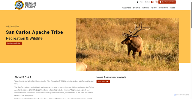 Security scan screenshot of https://www.sancarlosrecreationwildlife.com/