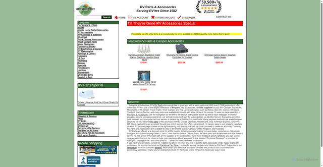 Security scan screenshot of https://adventurerv.net