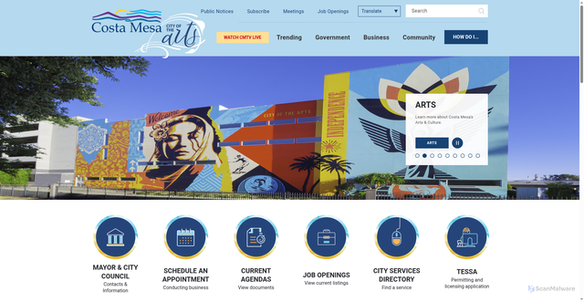 Security scan screenshot of https://www.costamesaca.gov/