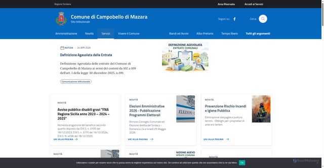 Security scan screenshot of https://www.comune.campobellodimazara.tp.it
