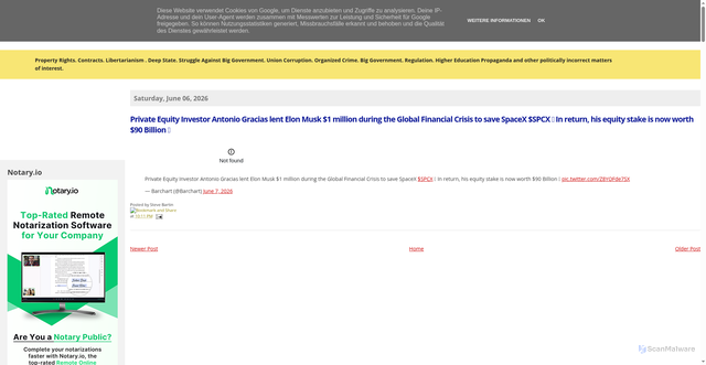 Security scan screenshot of https://nalert.blogspot.com/2026/06/private-equity-investor-antonio-gracias.html