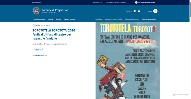 Security scan screenshot of https://www.comune.preganziol.tv.it