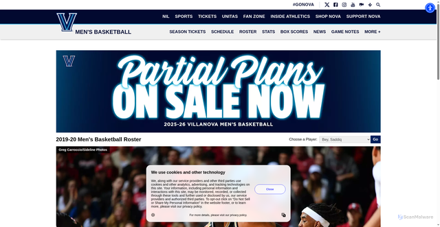 Security scan screenshot of http://villanova.sidearmsports.com/sports/mens-basketball/roster/saddiq-bey/9027