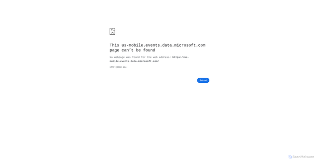 Security scan screenshot of https://us-mobile.events.data.microsoft.com/