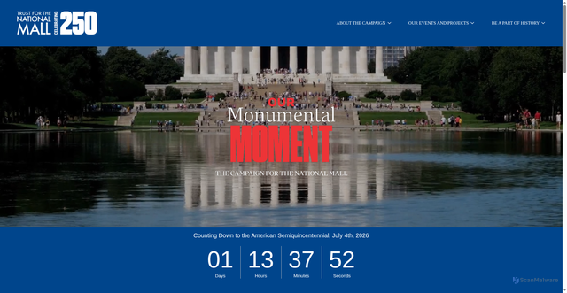 Security scan screenshot of https://www.nationalmall250.org/