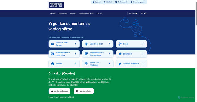 Security scan screenshot of https://www.konsumentverket.se
