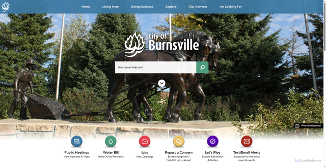 Security scan screenshot of https://burnsvillemn.gov/