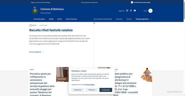 Security scan screenshot of https://www.comune.bolotana.nu.it/