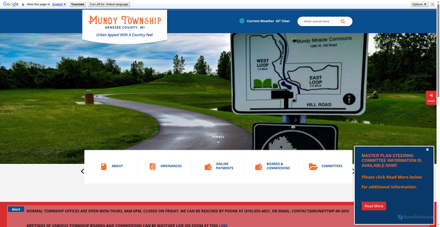 Security scan screenshot of https://mundytwp-mi.gov/