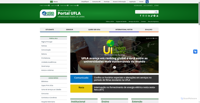 Security scan screenshot of https://ufla.br/