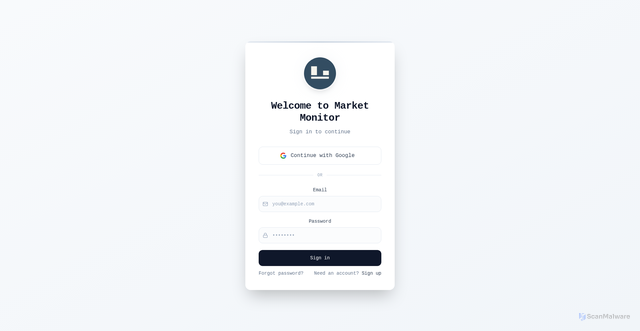 Security scan screenshot of http://marketmonitor.tech/