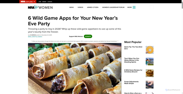 Security scan screenshot of https://www.nrawomen.com/content/6-wild-game-apps-for-your-new-year-s-eve-party