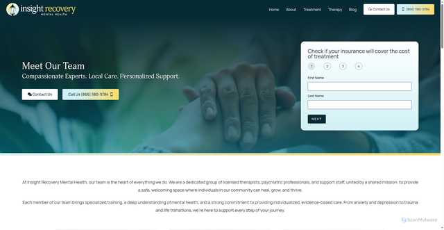 Security scan screenshot of https://insightrecoverymh.com/about/our-team/