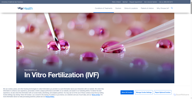 Security scan screenshot of https://www.ucsfhealth.org/treatments/in-vitro-fertilization