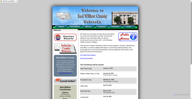 Security scan screenshot of https://redwillowcountyne.gov/