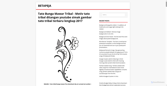 Security scan screenshot of https://ratapejak.pages.dev/post/tato-bunga-mawar-tribal/