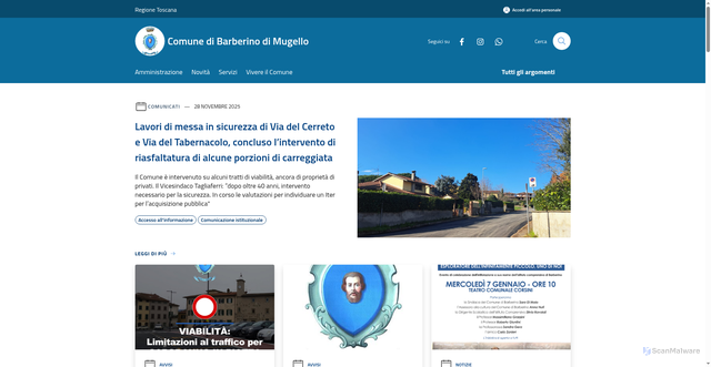 Security scan screenshot of https://www.comune.barberinodimugello.fi.it/it