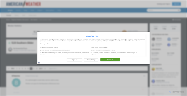 Security scan screenshot of https://www.americanwx.com/bb/topic/62435-128-southern-slider/page/6/