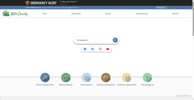 Security scan screenshot of https://millscountyiowa.gov/