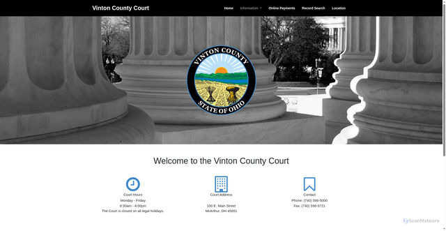 Security scan screenshot of https://vintoncountycourt.com/