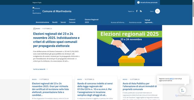 Security scan screenshot of https://www.comune.manfredonia.fg.it/