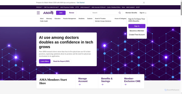 Security scan screenshot of https://www.ama-assn.org