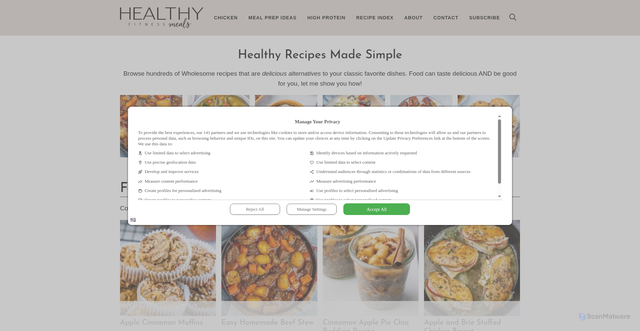 Security scan screenshot of https://healthyfitnessmeals.com