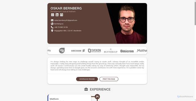 Security scan screenshot of https://bernberg.nu