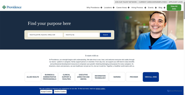 Security scan screenshot of https://providence.jobs/