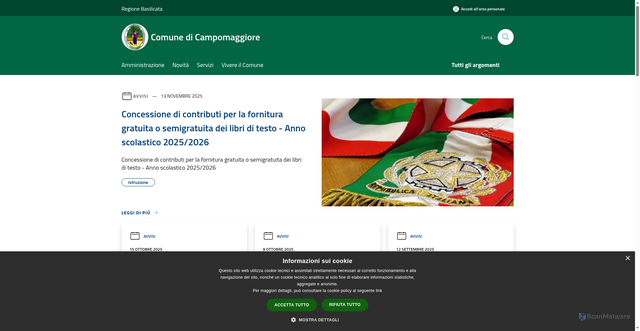Security scan screenshot of https://www.comune.campomaggiore.pz.it/it