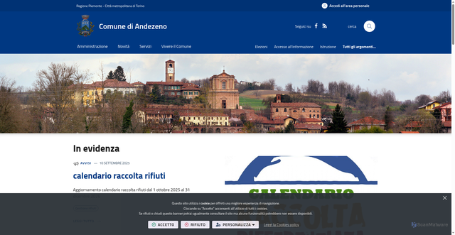 Security scan screenshot of https://www.comune.andezeno.to.it/it-it/home