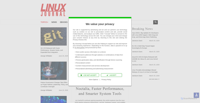 Security scan screenshot of https://linuxjournal.com