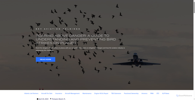 Security scan screenshot of https://atlanticjetpartners.com/bird-strikes-on-planes/