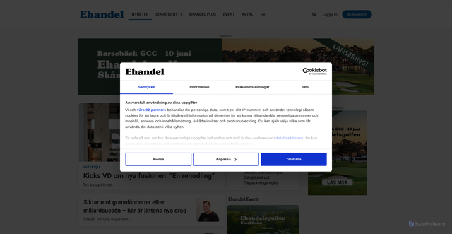 Security scan screenshot of https://ehandel.se