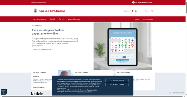 Security scan screenshot of https://www.comune.podenzano.pc.it/