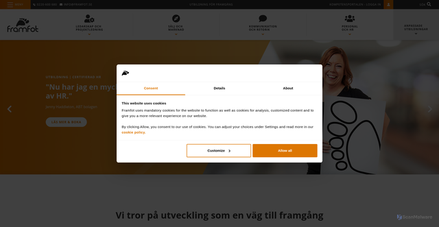 Security scan screenshot of https://r.nl.framfot.se/mk/cl/f/sh/WCPzyXJTZ7nvI975BVMNvSp6Hcgt8l6I/V1j-cR3virYm