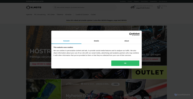 Security scan screenshot of https://xlmoto.se