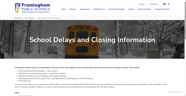 Security scan screenshot of https://www.framingham.k12.ma.us/162580_3